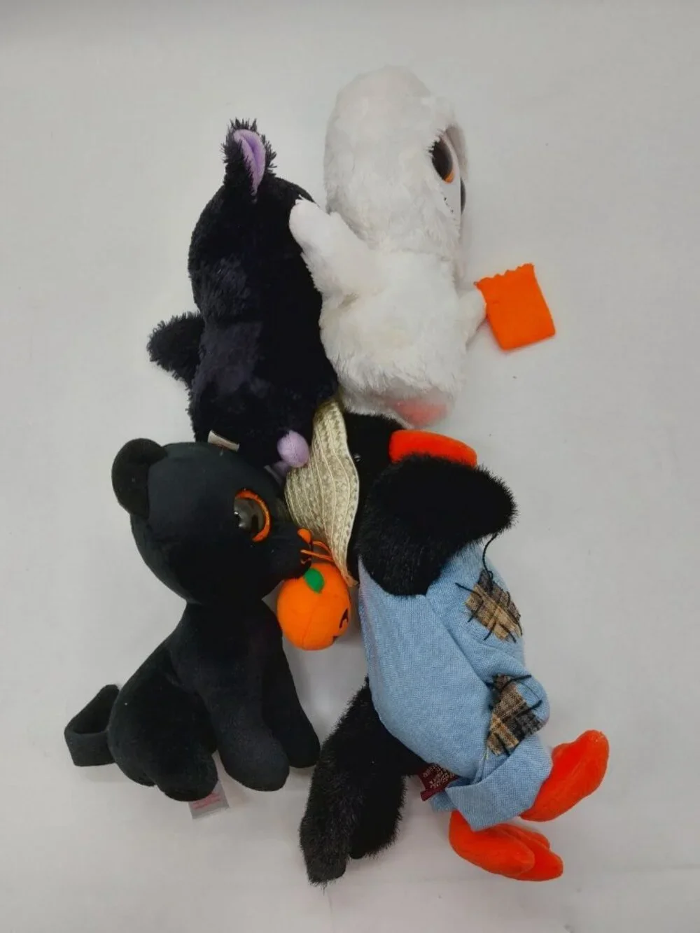 Ty Beanie Boos Cat Ghost Bat Scarecrow Lot Of 4 Plush Stuffed Animal Halloween